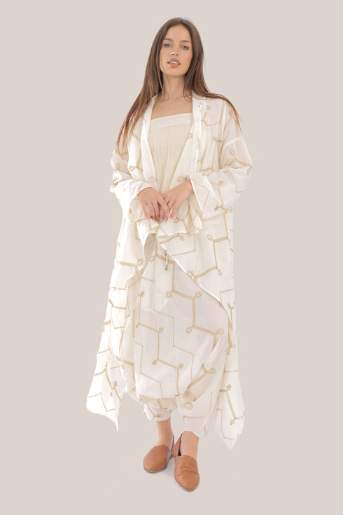 Embroidered Harem pants with elastic waistband